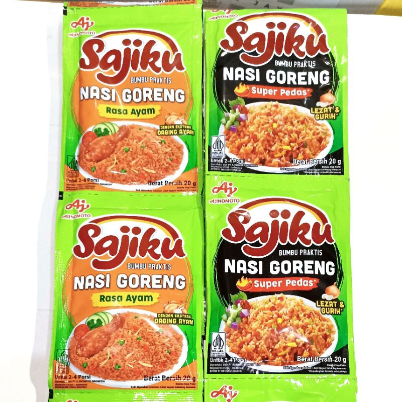 

1 Renceng Sajiku Nasi goreng Rasa Ayam Dan Super Pedas Isi 10 Sachet x 20 Gr