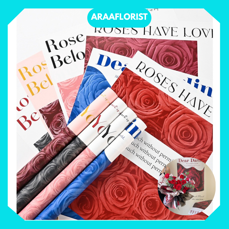 

KB100 Flower Wrapping Kertas Cellophane Motif Bunga Mawar Rose Romance Florist