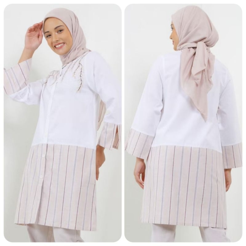 Tunik Katun Putih Bordir XXL - MFMW