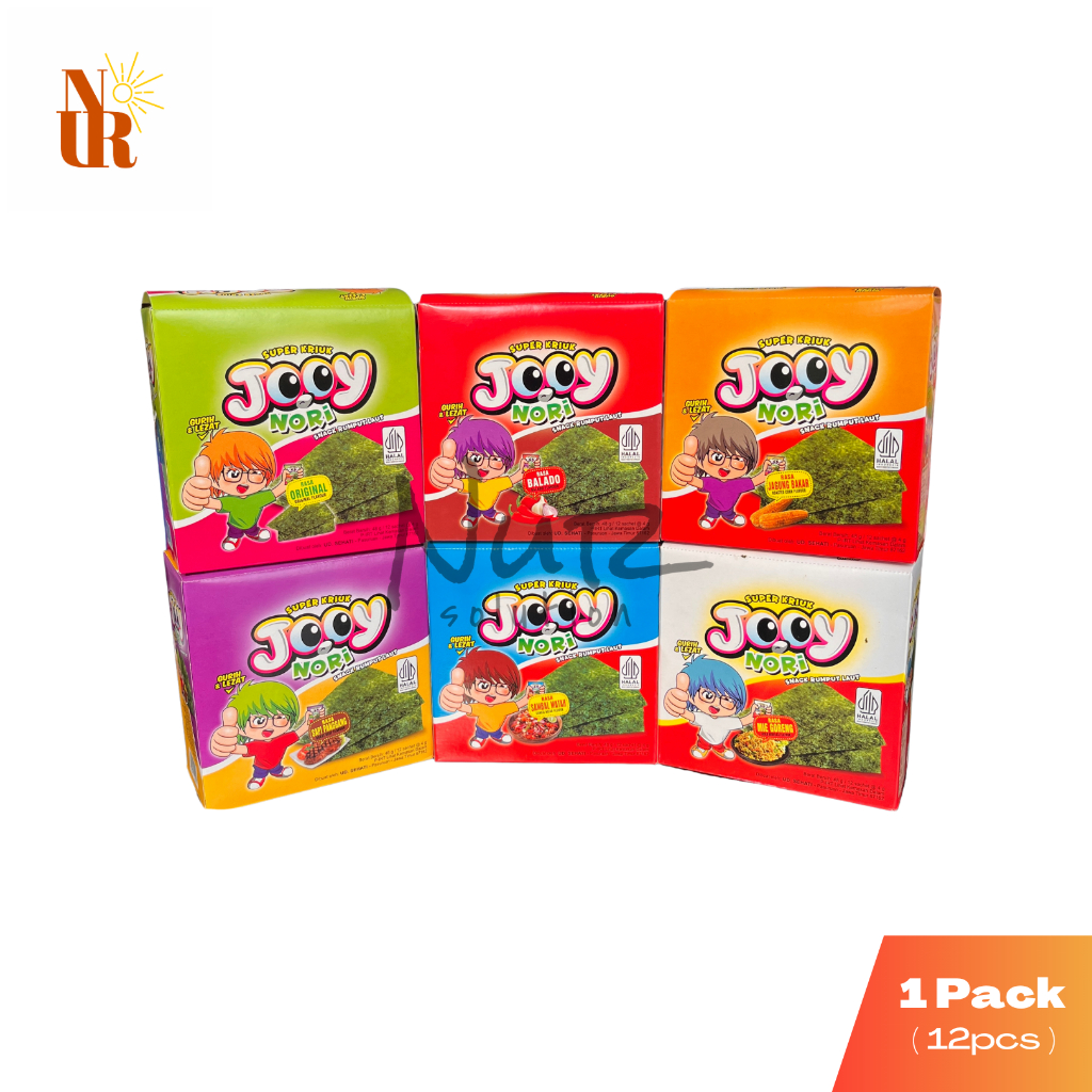

Jooy Nori Sheet Rumput Laut isi 12 Pcs / Snack Rumput Laut Aneka Rasa