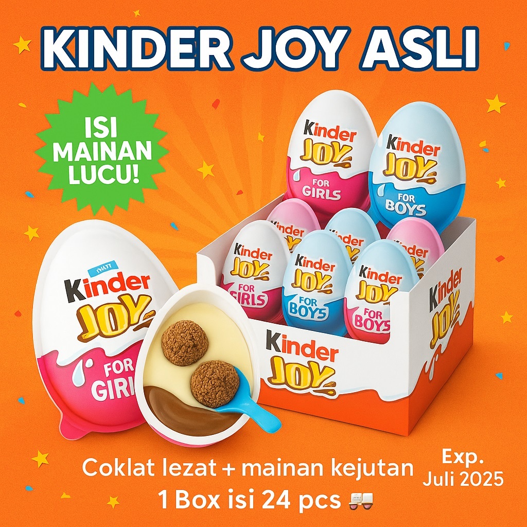 

Kinder Joy 1 Box Isi 24pcs – Coklat Mainan Anak HALAL – Exp 07/2025 – Original