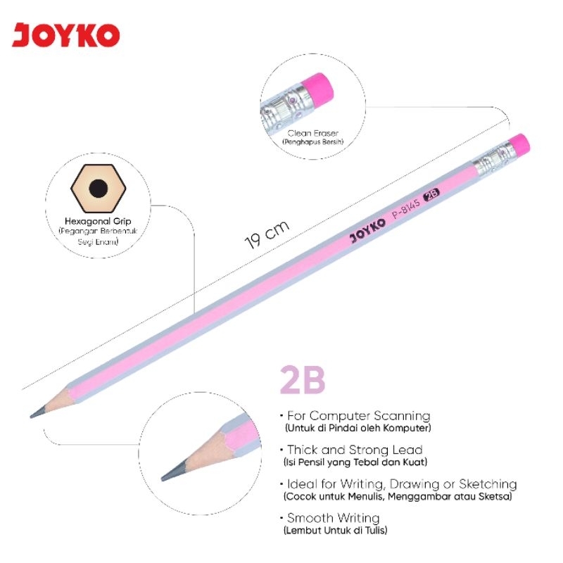 

2 Pcs Pensil 2B JOYKO P-8145