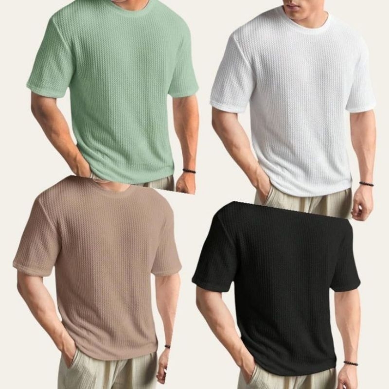 Tshirt Polos Waffle Premium/Tshirt Waffle Polos Lengan Pendek/Tshirt Unisex Polos Premium