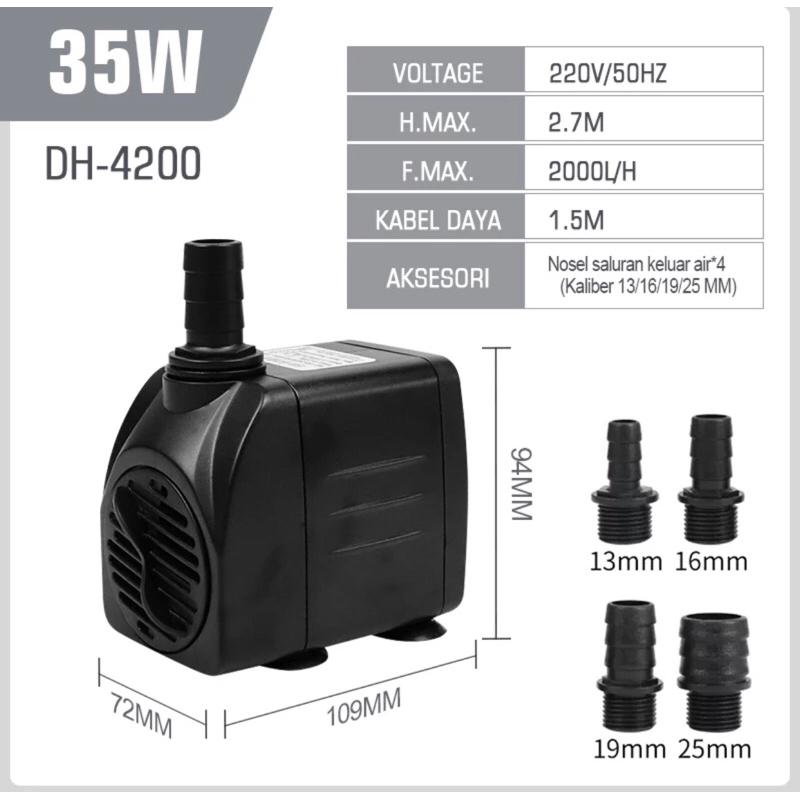Pompa Air Celup Kolam Aquarium Aquascape  - Mesin Air Terjun Kolam Ikan Koi Arwana 4000L/H
