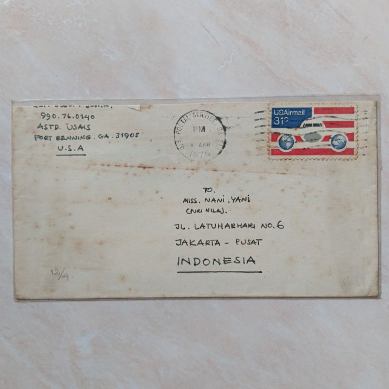 

Koleksi Sampul Filateli Korespondensi Jadul 1976 Terkirim USA-Jakarta - YN2304