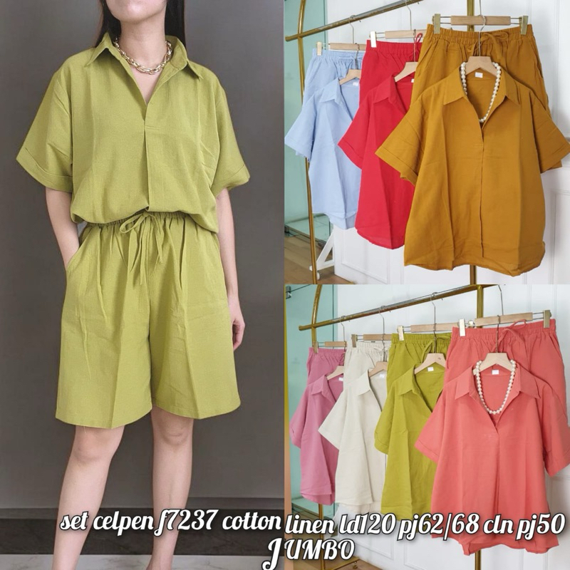 setelan / set / onset wanita / cewek LD120 jumbo bahan linen f7237
