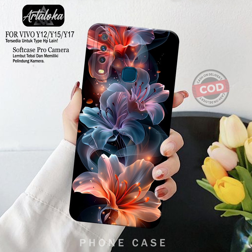 Softcase Hp Vivo Y12/Y15/Y17 Fashion Case Bunga Case Vivo Y12/Y15/Y17 Silikon TPU Pro Camera Casing 