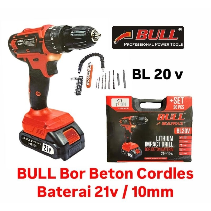 BULL BL20v BOR Baterai Cordles Beton impact  21v 10mm