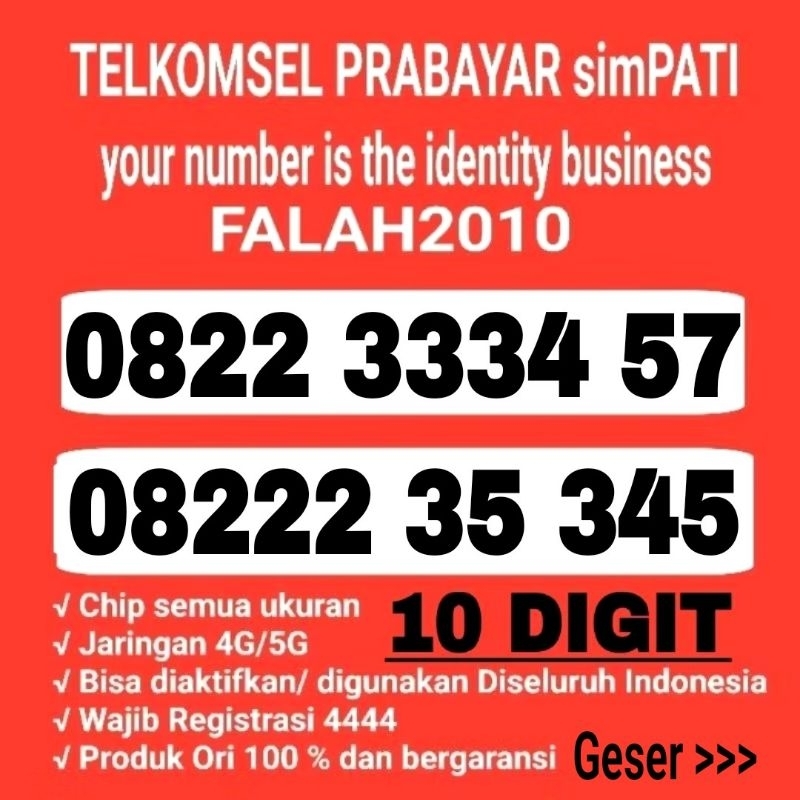 NOMOR CANTIK TELKOMSEL SIMPATI 10 DIGIT KARTU PERDANA NOMOR CANTIK TELKOMSEL SIMPATI 10 DIGIT  MURAH