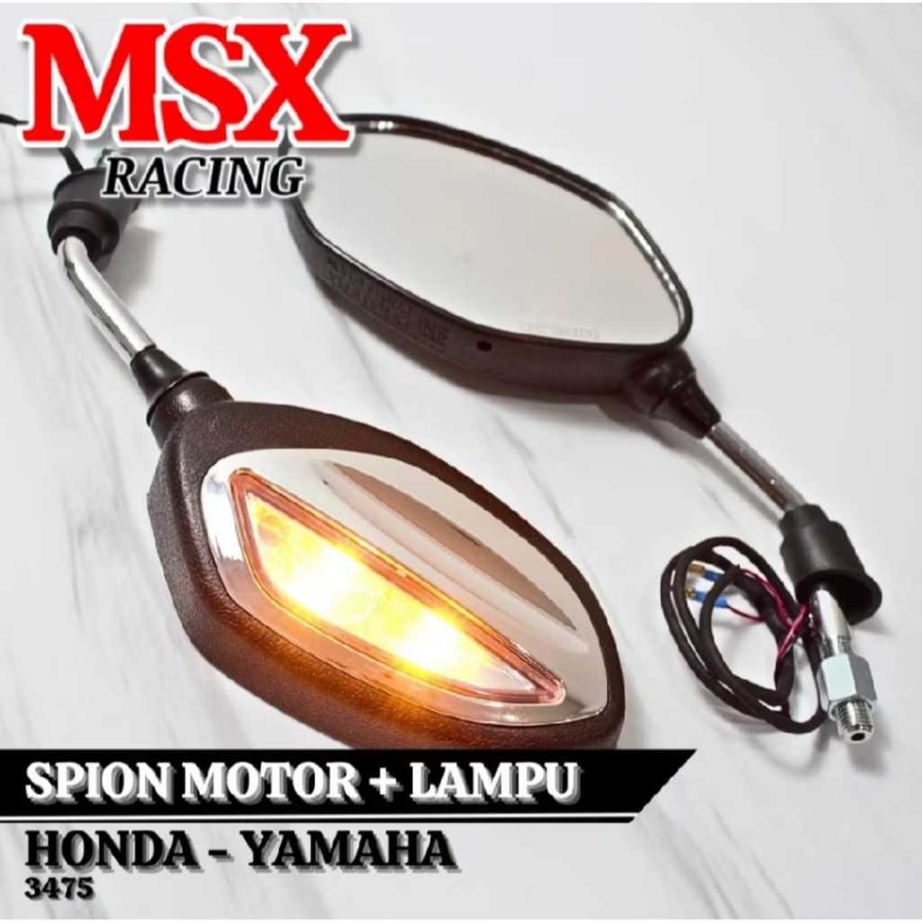 Spion + Lampu Sein Silver Model Beat Universal Honda Yamaha Running Sein Spion Motor