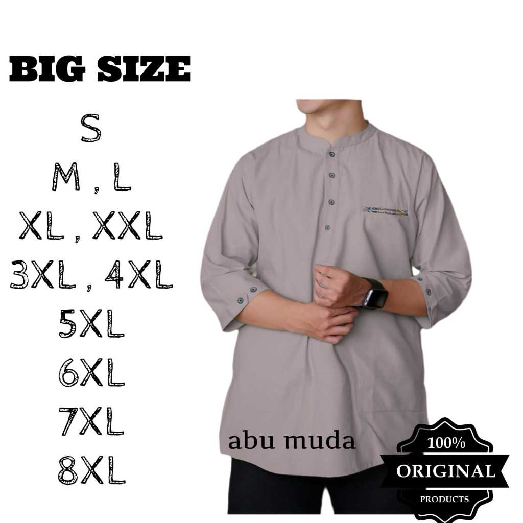 BAJU KOKO QURTA TERBARU LENGAN 3/4 KOKO BIG SIZE/JUMBO XXXL 4XL 5XL 6XL 7XL 8XL / BAJU KOKO PRIA JUM
