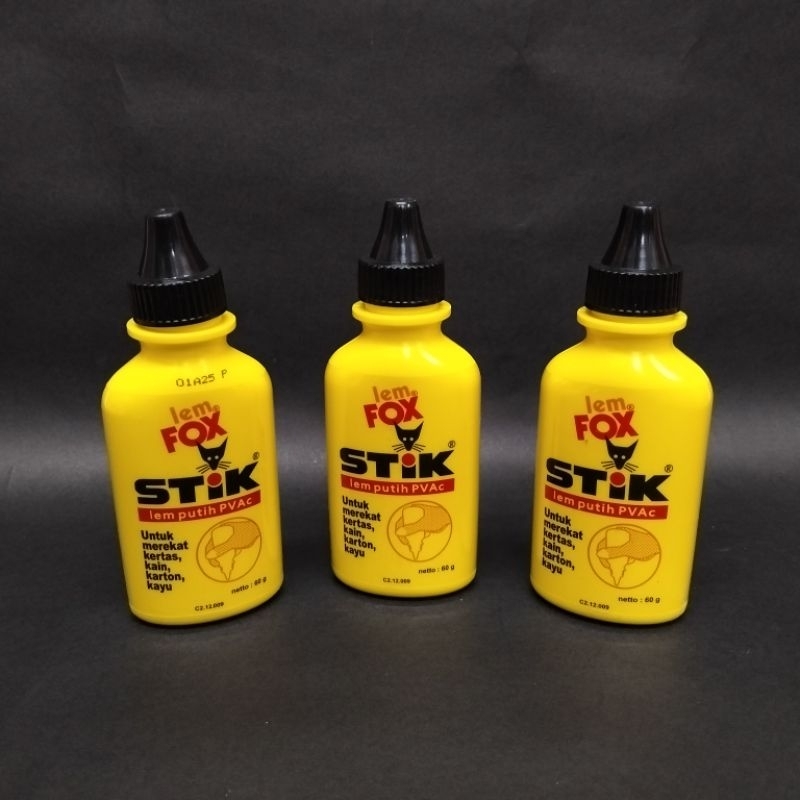 

Lem Fox Stik / Lem Putih / Lem Fox Stik PVAc Botol Kuning 60 gr