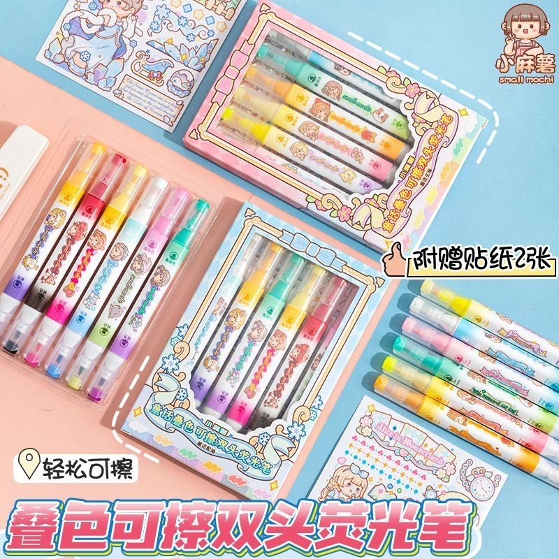

6pcs - Stabilo 2 kepala / Stabilo double / Highlighter Pen / Doodle Pen / Journaling Stationary Brush