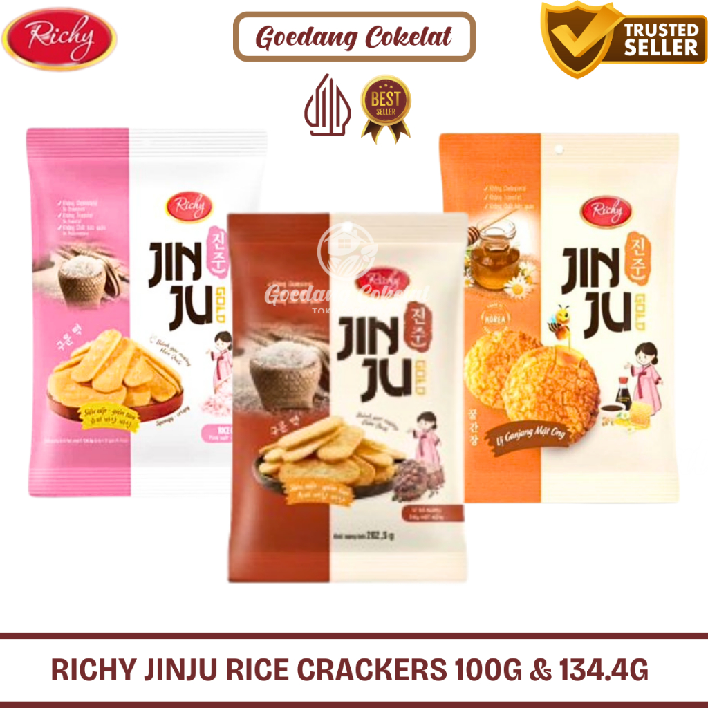 

Richy JINJU JIN JU Rice Crackers Krekers Beras Rasa Pink Sea Salt BBQ Pepper Steak Honey Madu 134.4g / 100g