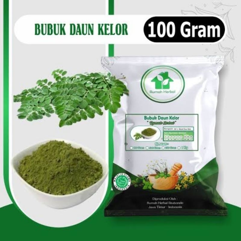 

moringa powder atau bubuk daun kelor kemasan 100gram