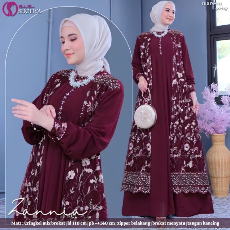 GAMIS ZANNIA BROKAT MIX CRINKLE TERLARIS SUPER MEWAH BEST SELLER/GAMIS WANITA IMPORT PREMIUM