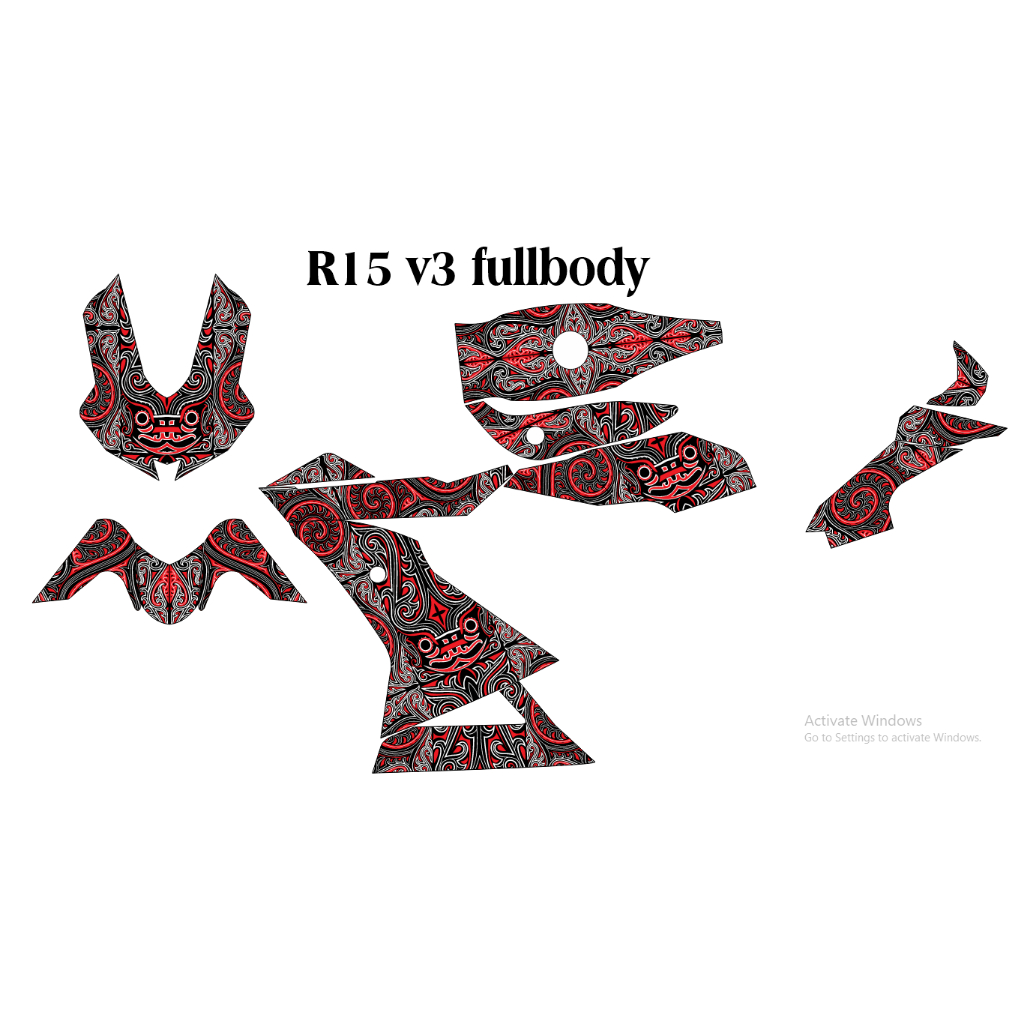 Decal Stiker Sticker Yamaha R15 V3 Full Body Gorga Batak KD07 Stiker R15 V3 Gorga Batak
