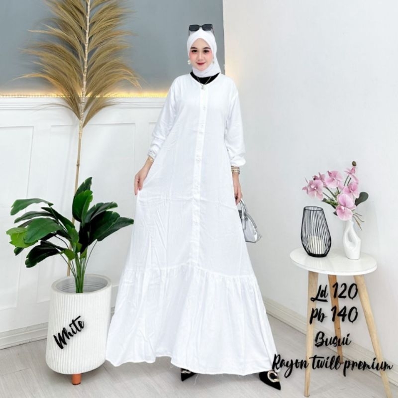Gamis Twill Jumbo Polos Rempel Bawah