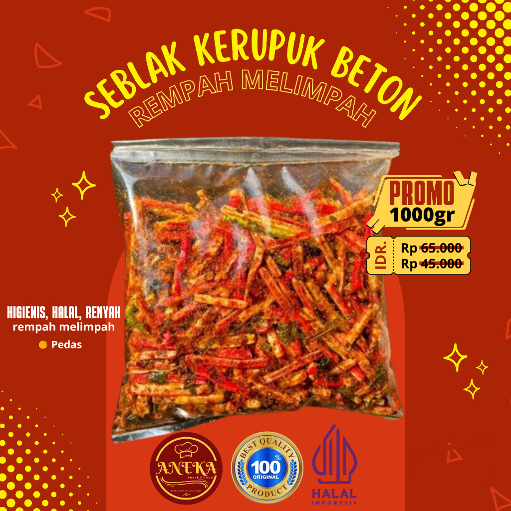 

1KG Seblak Kerupuk Jaat/Seblak Kerupuk Beton Pedas Daun Jeruk Renyah Lezat Bantet Makanan Kering Snack