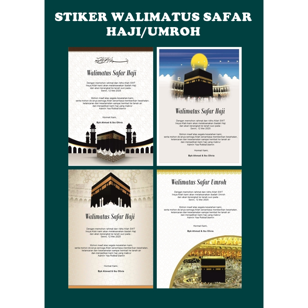 STIKER WALIMATUS SAFAR HAJI UMROH, SYUKURAN HAJI UMROH, SYUKURAN HAJI,KARTU UCAPAN HAJI UMROH