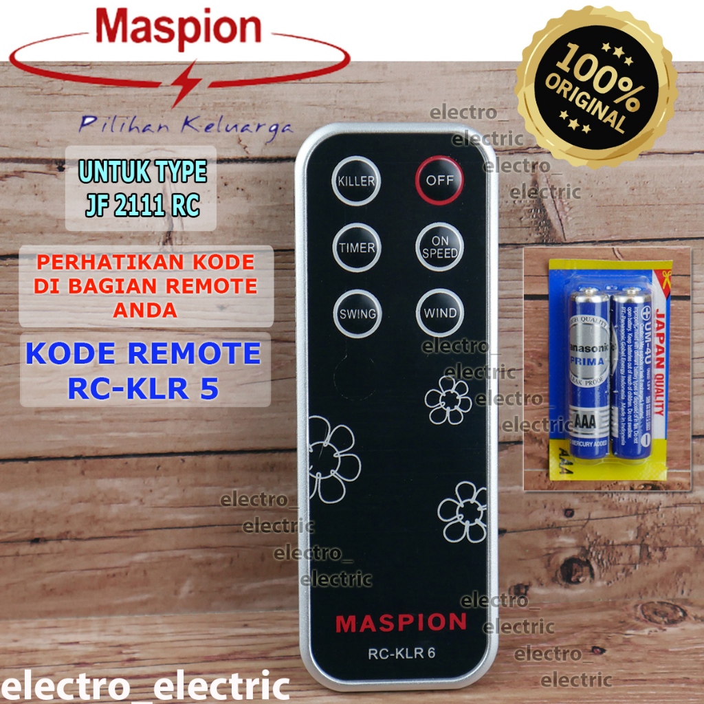 Maspion Remote Kipas Angin JF 2111 RC - Remote RC-KLR 6 Kipas Angin Maspion Kotak Berdiri - Remote K