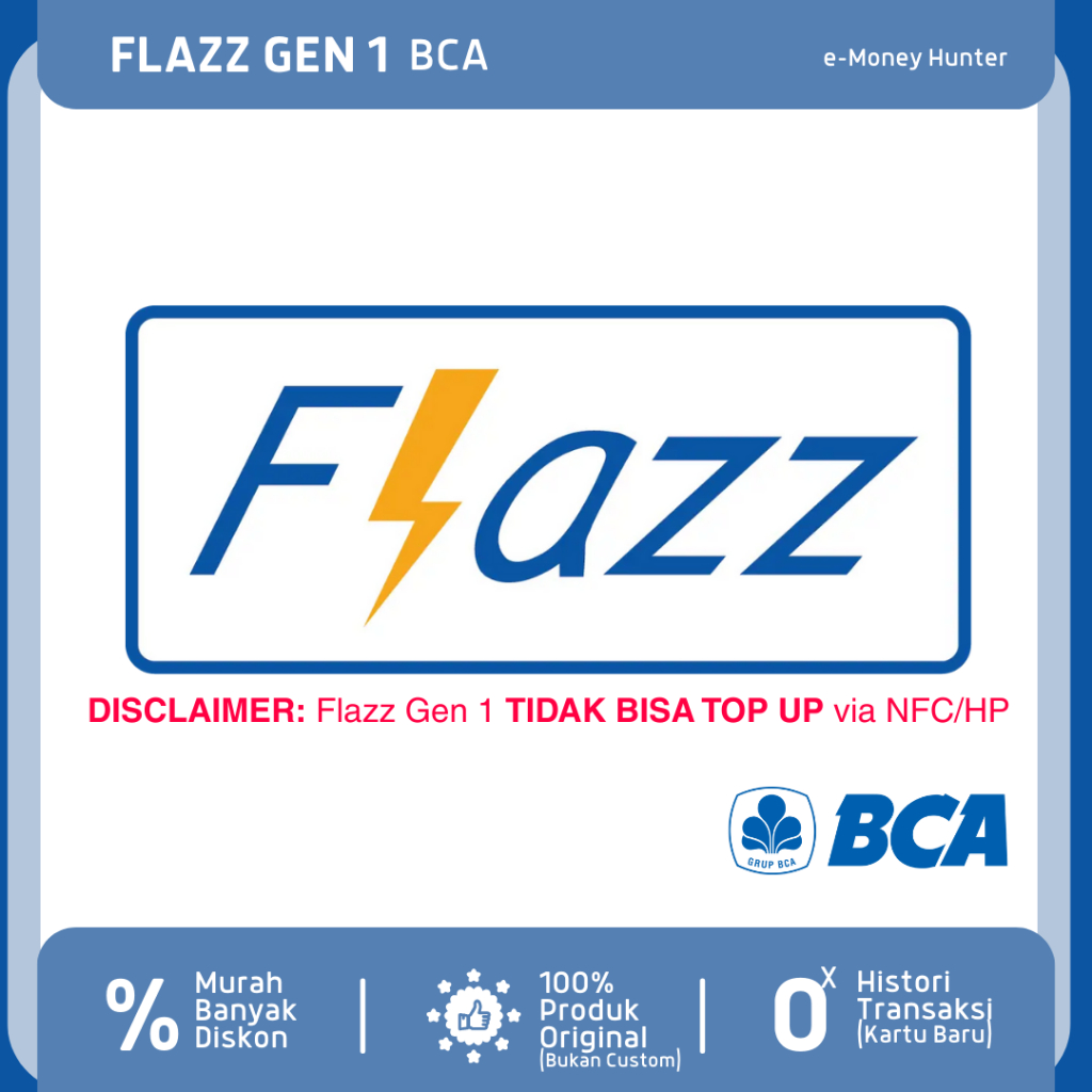 Flazz BCA Gen 1 Non-NFC Custom PALING MURAH Kartu Uang Elektronik Saldo 0