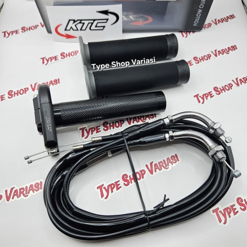 Gas Spontan KTC Racing Original 2 Kabel 190cm + Handgrip KTC Bulu Original Universal Semua Motor Var