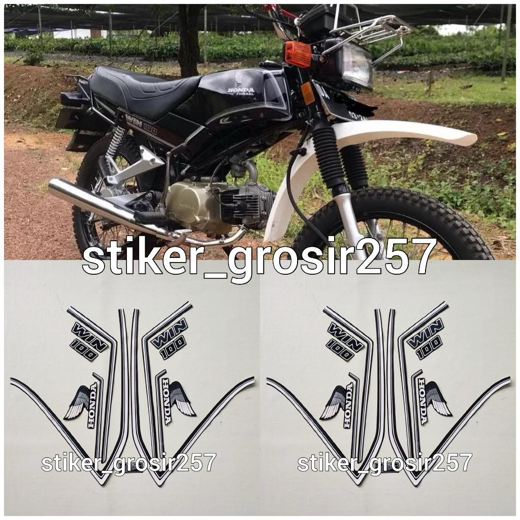 STIKER STRIPING LES LIS BODY HONDA WIN 100 FEDERAL WARNA HITAM PUTIH