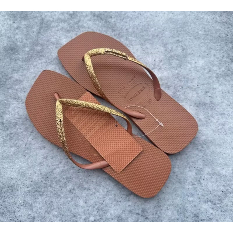 Sandal Jepit Flat Hava Glitter - Sandal Wanita - Sendal Rubber - Coklat Bata