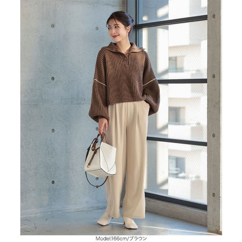 #11 Sweater Rajut Crop Oversize Lengan Balon