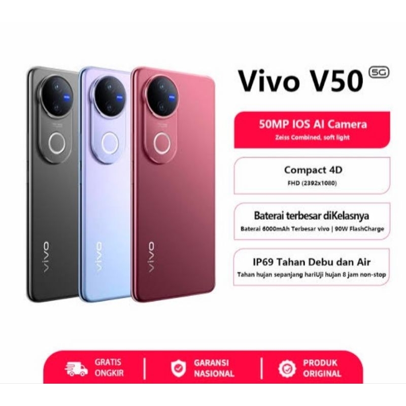 VIVO V50 5G RAM 12 GB/512 BATERAI 6000 MAH terbesar