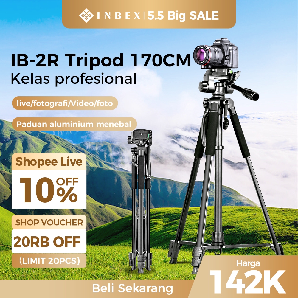 INBEX IB-2R 170CM Tripod Kamera Hp Bluetooth Remote Tripot HP Aluminum Tripod with Holder+Carry Bag