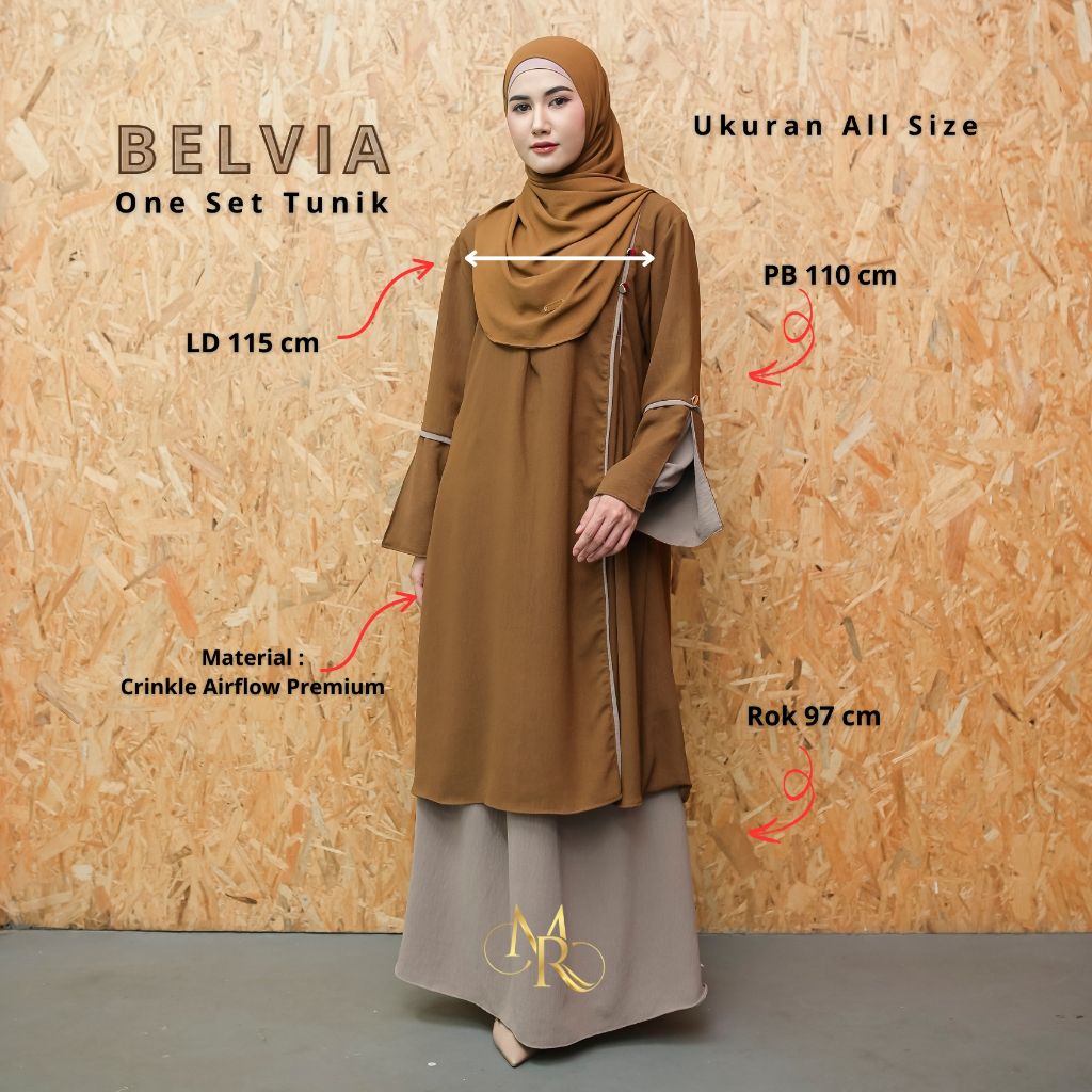 New Belvia Set Rok SyarI One Set Tunik Muslimah Baju Lebaran Beliva Dress - Emracollect.Id