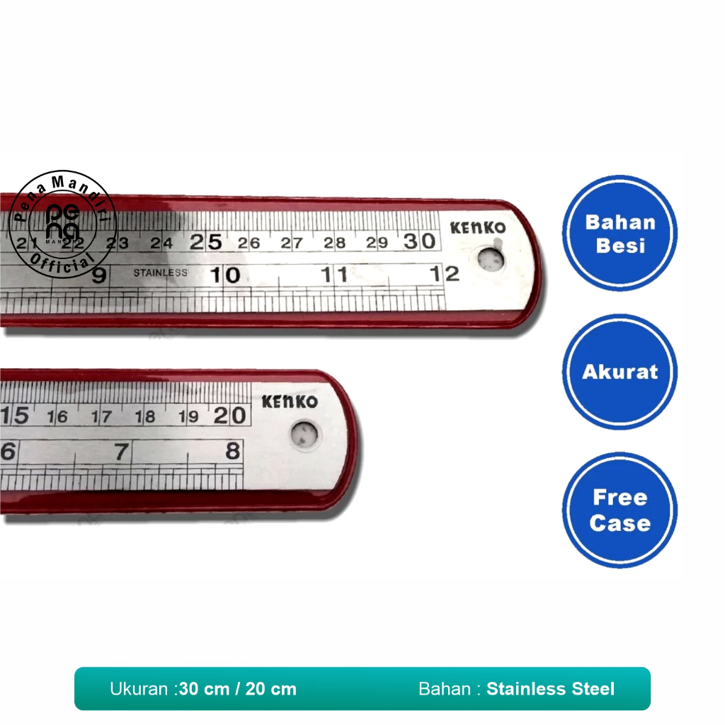 

Penggaris Besi Stainless Steel Kenko 30 cm Tebal Garisan Besi Peralatan Sekolah