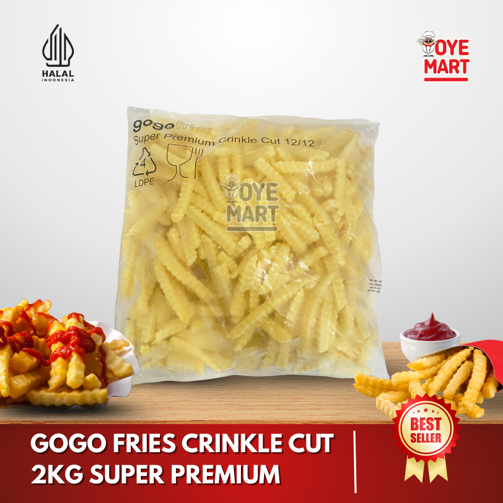 

GOGO FRIES CRINKLE CUT 2KG SUPER PREMIUM/KENTANG GORENG/FRENCH FRIES