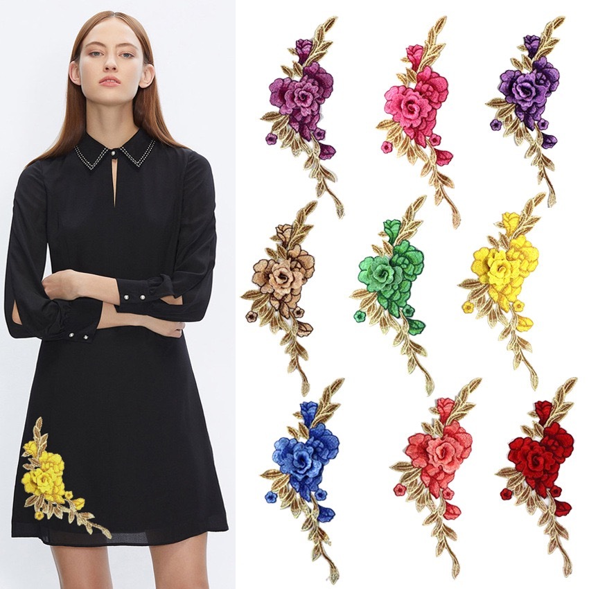 EHG028 Patch Renda Bordir Bordiran Patches Aplikasi Bunga Bordir 3d Embroidery Lace Red Bordir tempe