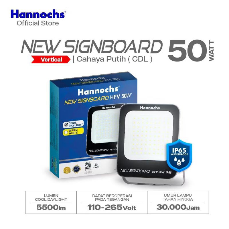 Lampu Sorot Hannochs New Signboard 50 Watt (Cahaya Putih / 6.500K)