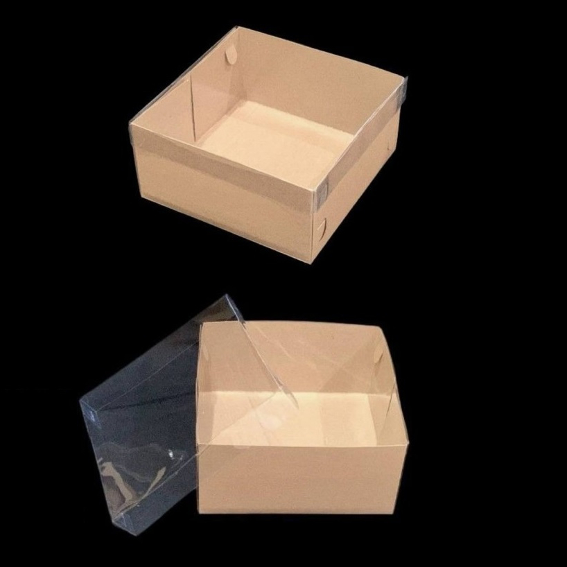 

10 Pcs Dus Kraft Ukuran 25x25x10cm Box Tutup Mika Hampers Kue Coklat Polos