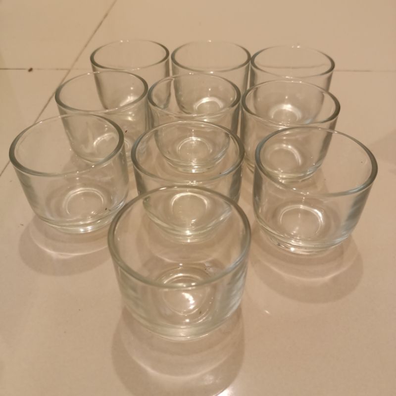 Gelas kaca bening kecil sloki mini glass gelas takar gelas souvenir lilin