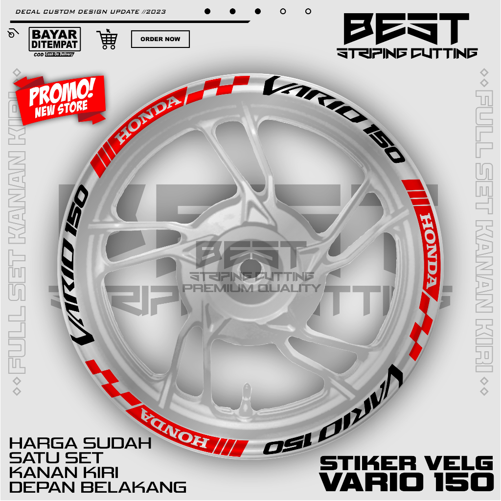 Stiker Velg Vario 150 Cutting Stiker Pelek Velek Variasi List Velg (01vh)
