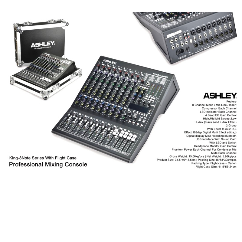 Mixer Ashley King 8 Note Original 8 Channel Interface USB - Bluetooth