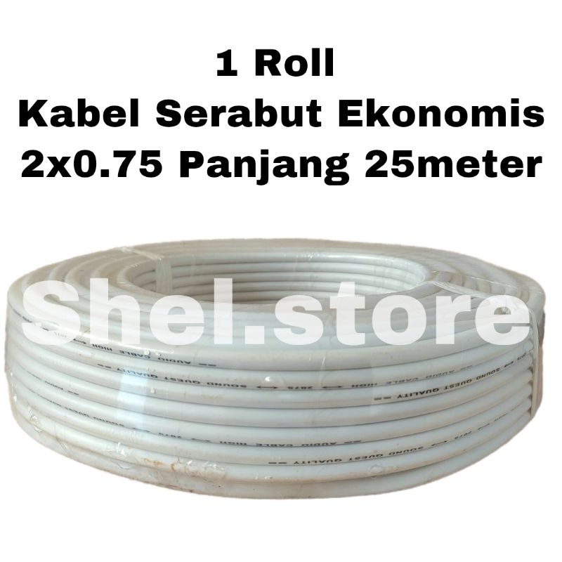 KABEL AUDIO EKONOMIS NYY 2 x 0.75 HITAM PUTIH 25 Meter KABEL LISTRIK SERABUT EKONOMIS KABEL AUDIO