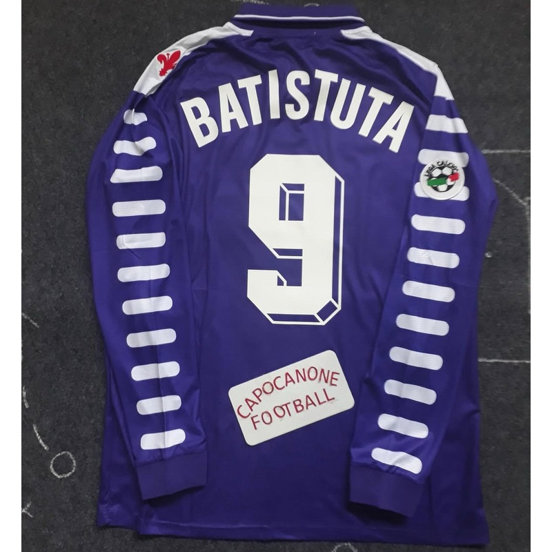 BAJU JERSEY Fiorentina Batistuta RETRO 1998 1999 98 99 2000 2001 00 01 1997 97 HOME Ls Longsleeve Pa