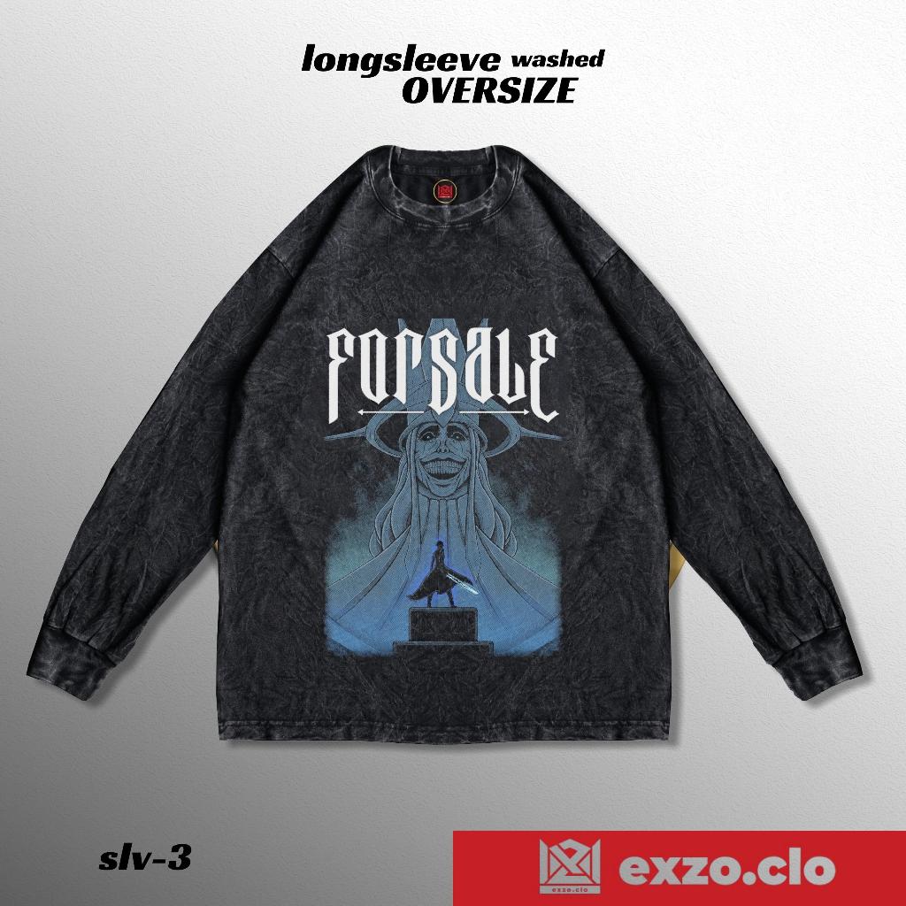 EXZO kaos SOLO LEVELING washed LONGSLEEVE OVERSIZE cotton combed24 SOLO LEVELING TSHIRT