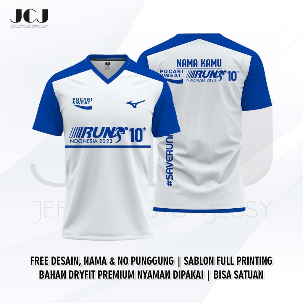 Jersey Running POCARI SWEAT 2023 Pendek_Full design Free custom Nama untk dewasa dan anak