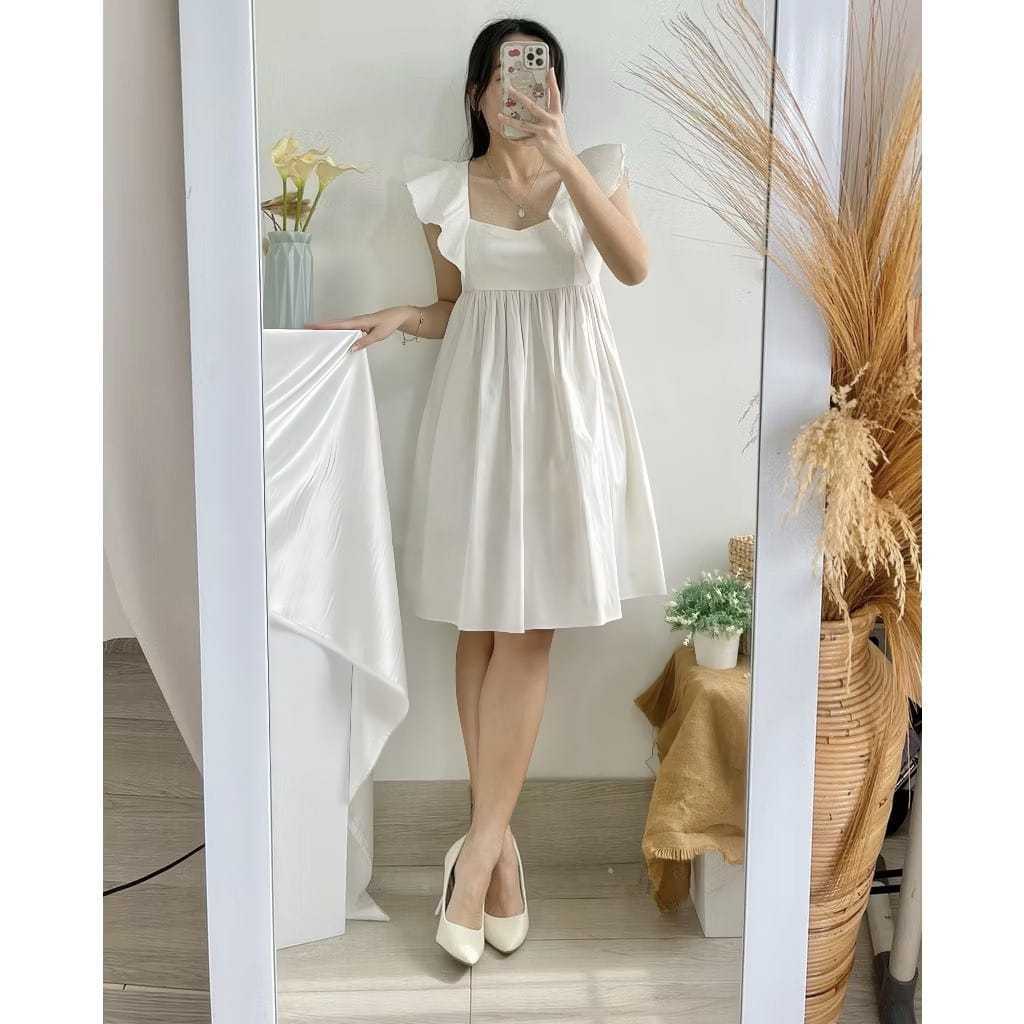 beststore_id96 - Dress Crincle Lengan Pendek / Dress Ruffle / Dress Wanita Midi