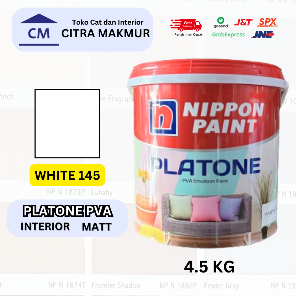 Nippon Platone PVA WHITE 145 - 4.5 Kg (Cat Putih Interior Nippon Paint)