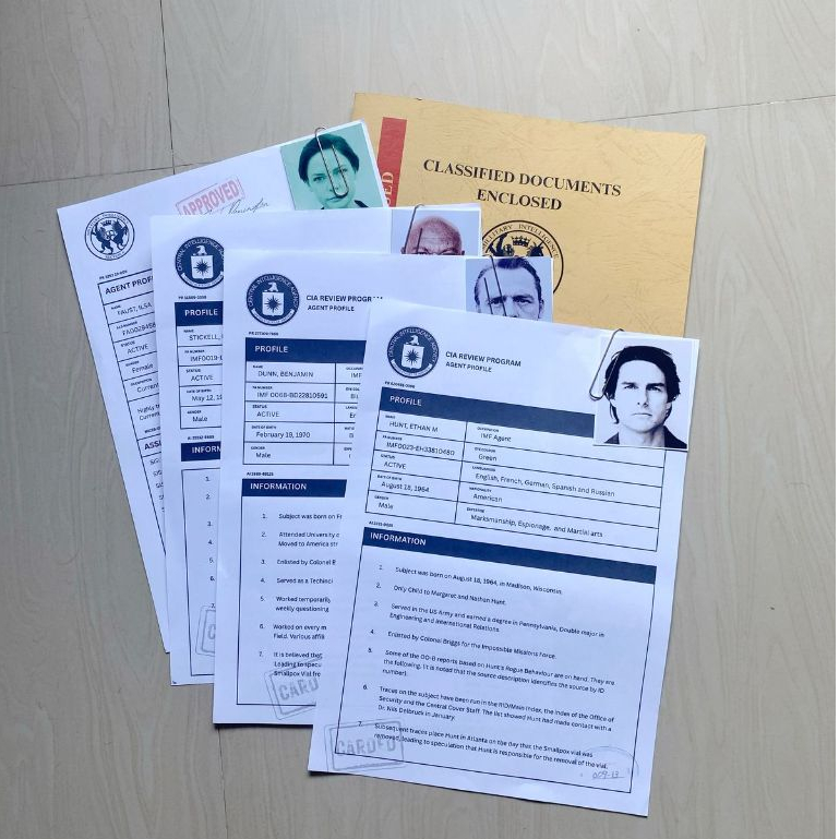 

Mission Impossible Agent Profile Document Props