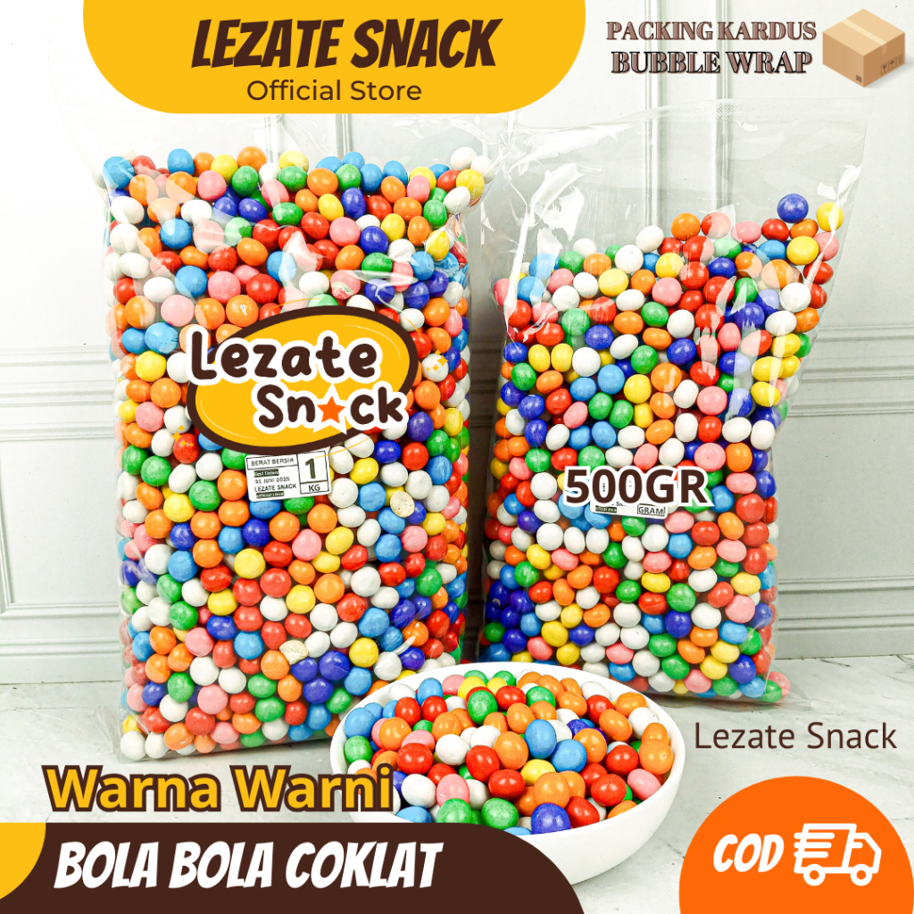 

Biskuit Bola Bola Coklat 1KG Kiloan Murah Manis Enak / Roti Bola Cokelat Warna Warni Pelangi Permen Roti Kue Coklat Bola WAP SHOP