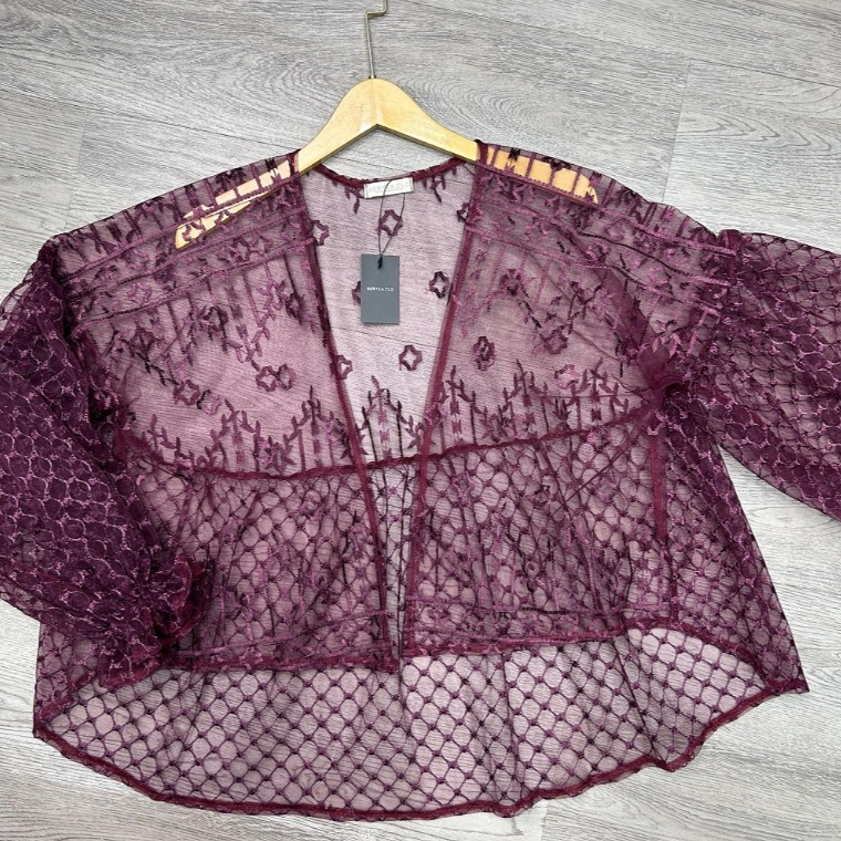 Azura Outer Kondangan Brukat Tile Kotak Mix Tile Sapto Cardigan Atasan Lengan Panjang Model Balon